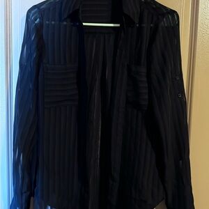 Express Black Slim Fit Portofino Shirt